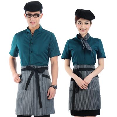 China Best Ware Restaurant Waiter Fashion Coveralls Breathable Selling Cafe Uniform With Custom Logo for sale