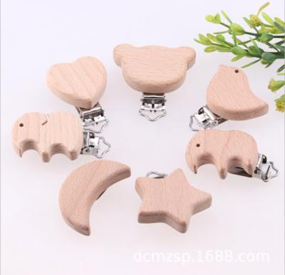 China Holz Europe factory wholesale schnuller pacifier clips baby teething clip wooden clips for pacifier holder for sale