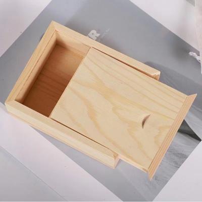 China High Quality Wooden Custom Logo Packaging Small Hadmade Box Lid Gift Sliding Wooden Watch Box for sale