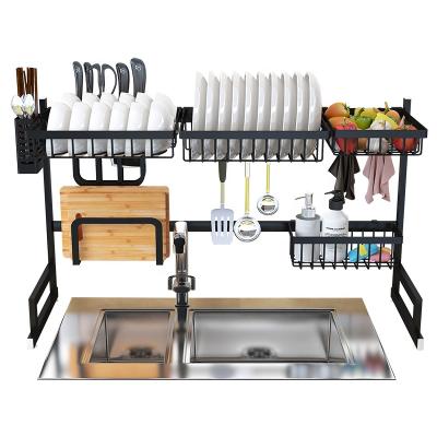 China High Quality Sustainable Multifunctional Expandable Stainless Steel Kitchen Dish Sink Drying Hanging Rack for sale