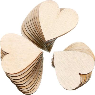 China Europe Christmas Ornaments Unfinished Heart Ornaments Heart Shaped Wood Pieces For Wood Craft for sale