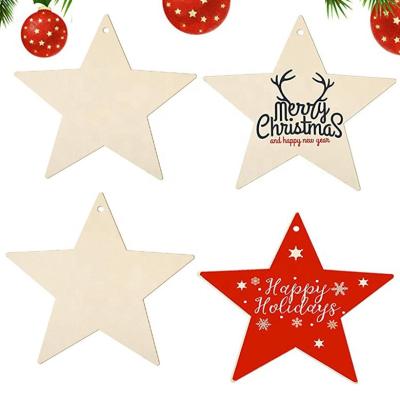 China Europe Customized Size Blank Wood Cutouts Unfinished Star Shaped Wooden Pieces For Craft DIY for sale