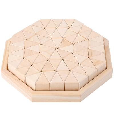 China Europe New Arrival Riangle Rainbow Stacking Game Children Build Toy Triangle Wood Wooden Blocks for sale