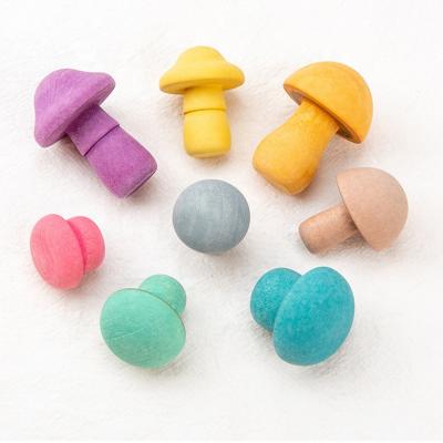 China Wholesale Picking Mushroom Toy Wooden Rainbow Blocks Montessori Kids Educational Learning Wooden Toy for sale