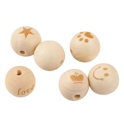 China Decoration or DIY / For Jewelry Making Customized Wholesale Various Sizes Handmade Wooden Beads DIY Carved Round Loose Wooden Beads for sale