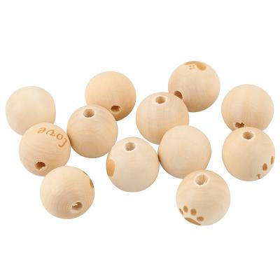 China Decoration or DIY / For Jewelry Making Hot Sale Nature Color Round Beads 20mm Laser Engraving Wooden Wood Bead DIY For Jewelry Making for sale