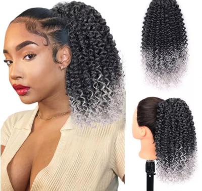 Chine Drawstring Synthetic Fiber Ponytail African Curly headband hair extensions 12inch wigs for black women à vendre