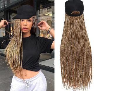 Chine Long Baseball Cap Hat Wig Hair With Braided Box Braids For Women Hat With Hair Extensions Ombre Rainbow Synthetic Croche à vendre