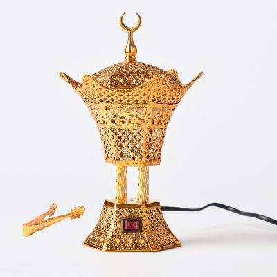 China High Quality Middle Eastern Style Metal Backflow Middle East Plug-in Burner Electric Led Censer for sale