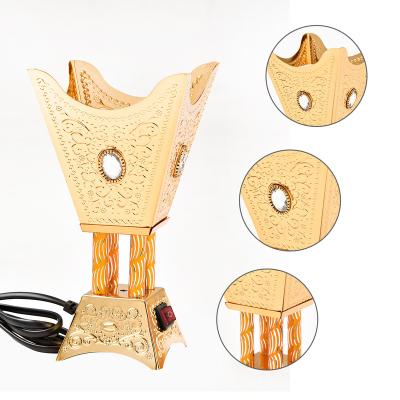 China Wholesale Hot Bakhoor Gold Metal Aroma Oil Burner Middle Eastern Electronic Arabic Electric Censer for sale