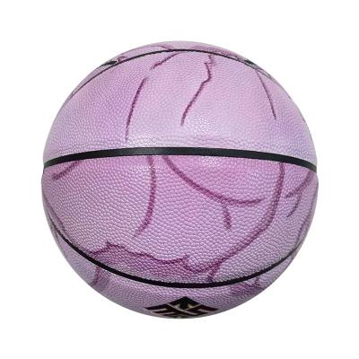 China New brand leather hot ball basketball price sale purple ball size 5 6 7 for sale