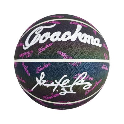 China Leather Customized Hot Special Nice Price Customized Light Weight Reflective Luminous Design Basketball for sale