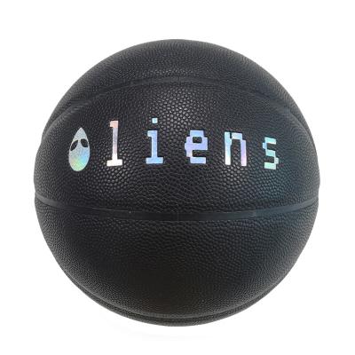 China Black Leather Iridescent Custom Size 29.5 Custom Logo PU Indoor Sports Compound Leather Basketball for sale