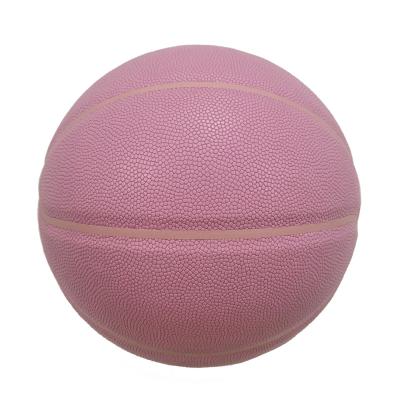 China Custom Size 28.5 Leather Official Logo Girl Basketballs Moisture Absorbing Pink PU Compound Leather Basketball With Cheap Price for sale