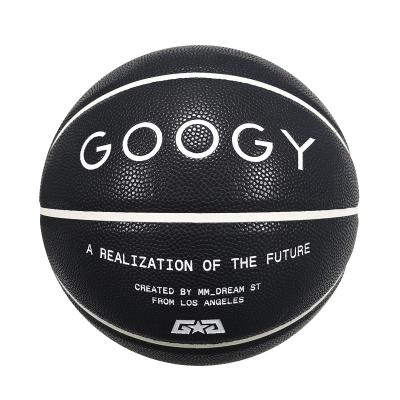 China Leather Custom Design Basketball Training Black Logo Black Leather Basketball for sale