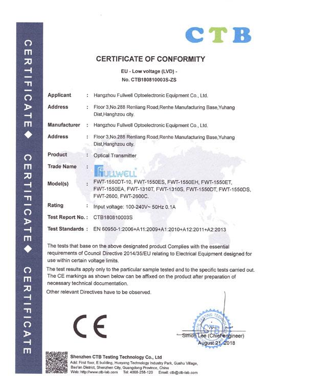 CE - Hangzhou Fullwell Optoelectronic Equipment Co., Ltd.