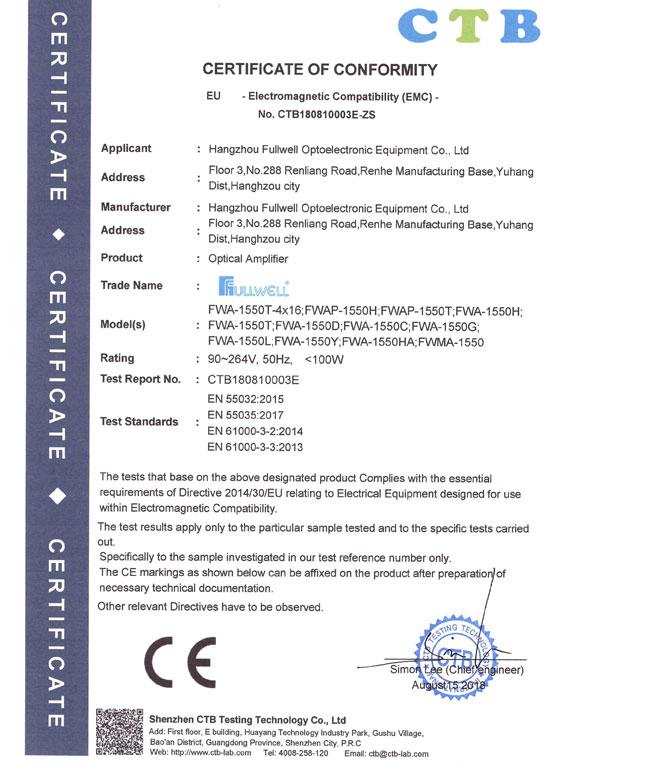 CE - Hangzhou Fullwell Optoelectronic Equipment Co., Ltd.