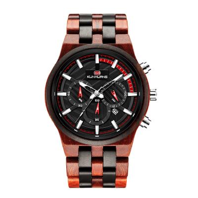 China Chronograph 2021 Men's Chronograph Watch Mens Saati Kol Erkek Week Display Date Japan Quartz Wood Men's Watches Accept DropShipping Custom Logo 1018 for sale