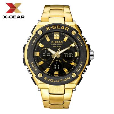 China New X-GEAR Women's Watch for Black Men's Sports Wristwatch Men's Top Brand Gold Chronograph Gold Chronograph Date Clock Stainless Steel Male Watches for sale