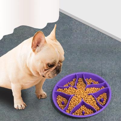 China Stocked 304 Stainless steel silicone  Pet slow food bowl for cat for dog for sale