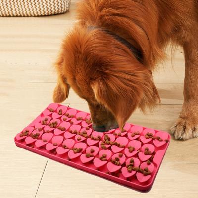 China Stocked wholesale Rectangular Leaf design Pet  Slow Food Smell Training Slow Feeder pets Lick Bowl Mat for pets for sale