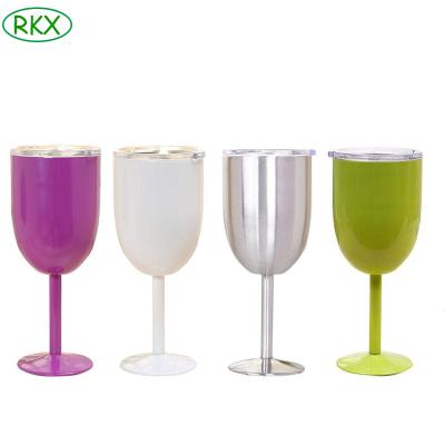 China Disposable BPA FREE Stainless Steel Long Term 10oz Wine Glasses, 10oz Vacuum Stainless Steel Cocktail Glass Wine Goblet With Lid for sale