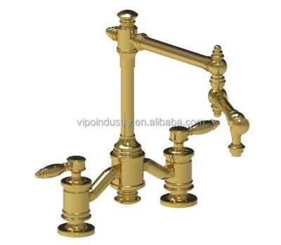 China Other Deck Kitchen Faucet Double Handle Lead Free Brass Made for sale