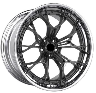 China Luxury Wrapping High Quality Rims 19 5x114.3 5x120 5x112 19 20 21 22 Inch Custom Colored 2 Piece Style Alloy Passenger Car Wheel Rims for sale