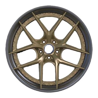 China Factory Price Aluminum 5x112 5x114.3 Mesh Design 2 Piece 19 to22inch Type Customized Forged Alloy T6061 Passenger Car Wheel Rims for sale