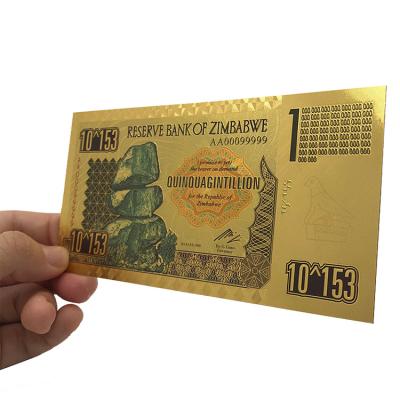 China Africa Fast Delivery High Quality Quinquagintillion Zimbabwe Gold Foil Prop Money Banknote for sale