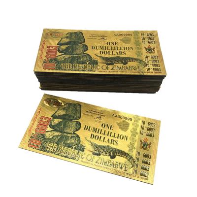 China Gold Plated Africa Factory Price Banknote Money One Prop Dumillillion Zimbabwe Banknote for sale