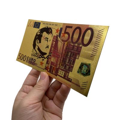 China Europe Non-currency Waterproof Plastic Qatar 24k Gold Plated Aluminum 500 Euro Banknote for sale