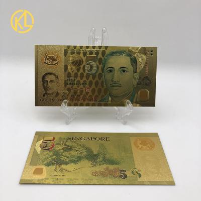 China Waterproof& Fake Durable Ready Stock Singapore Money SGD 5 Gold Foil Waterproof Banknote for sale