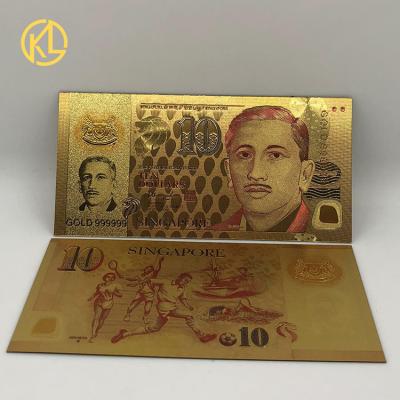 China Waterproof& Durable Durable Pet Fake Singapore Money 10 SGD Displays 24k Gold Foil Banknote In Stock for sale