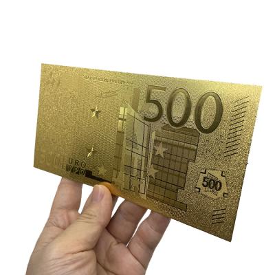 China Ready Stock Europe New Product 24k Gold Plated Foil 500 Euro Prop Silver Banknote for sale