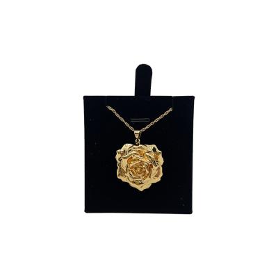 China Beautiful Colors Ready Real Running Rose Flower Women's 24k Gold Pendant Necklace For Gift for sale