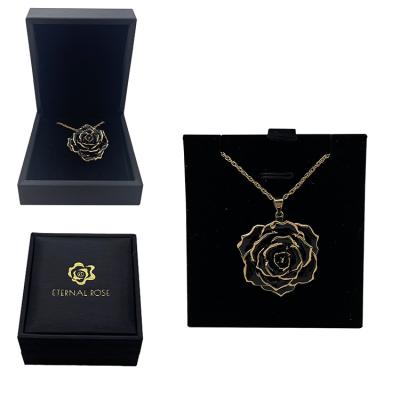 China Beautiful Colors New Design Jewelry Black Rose Flower Shaped Pendant Necklace For Women for sale