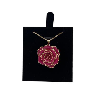 China Popular Beautiful Colors Red Rose Necklace Rose Flower Shaped Pendant Necklace For Mother's Day Gift for sale