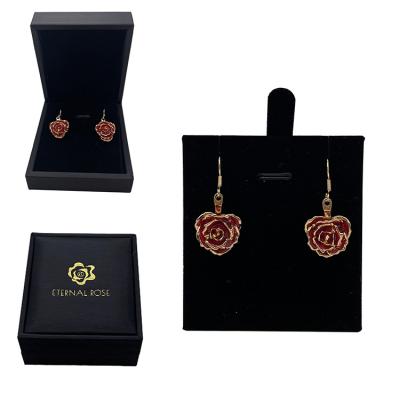 China Beautiful Colors Prepare Real Jewelry Eardrop Women Red Rose Flower Earrings For Valentine's Gift for sale