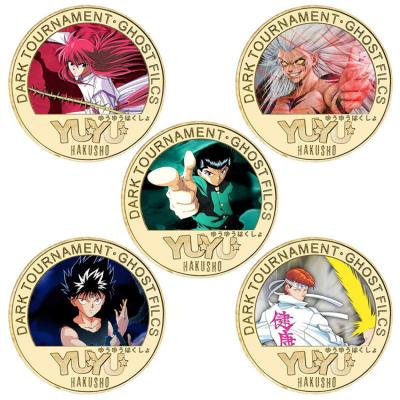 China Japan Competitive Price Japan Anime Yu Yu Hakusho Gold Metal Coin With Custom Logo for sale