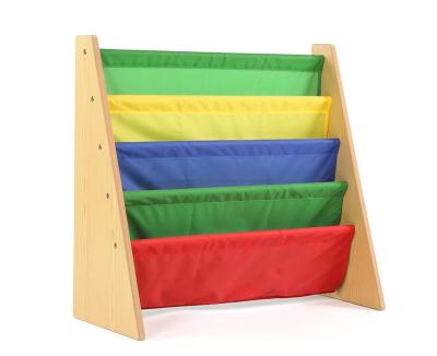 China 4 Tier Adjustable Natural Primary Sling Wooden Book Stand (Other), Large Kids Toy Sling Book Display Organizer Shelf, Primary Colors for sale