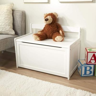 China Modern Custom MDF White Painted Large Wooden Children Kids Storage Bench Toy Chest Box for sale