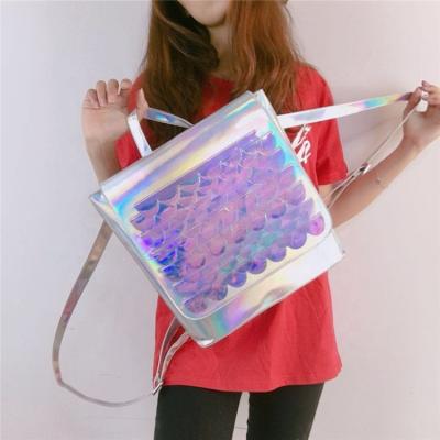 China Anti-theft laser shining cute girl blingbling backpack with mermaid fish scale for sale