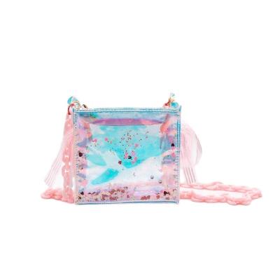 China Fashion Small Colorful Glitter Sequin Transparent Clear PVC Shoulder Bag for sale