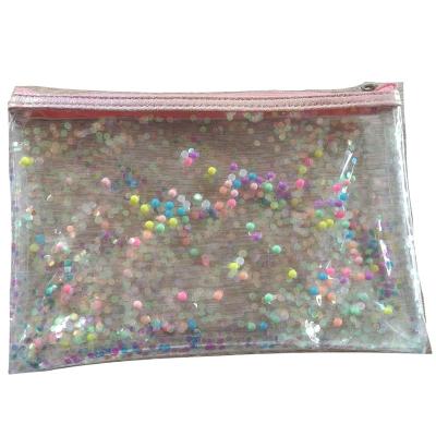 China Fashion Glitter Confetti Make Up Bag with Colorful Ball and Shinning Sequin for sale