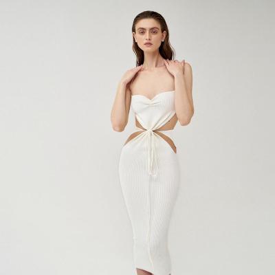 China 2022 summer new elegant sexy anti-static halter neck one-shoulder backless slim dress for sale