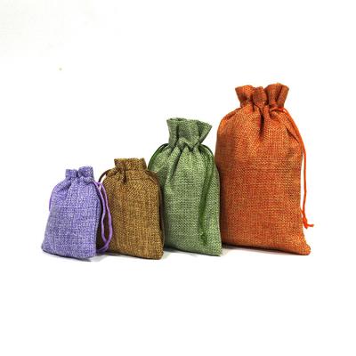 China Small Logo Eco-friendly Wholesale Custom Printing Jute Burlap Pouch Jewelry Packaging Drawstring Bag Multi Size Colored Natural for sale