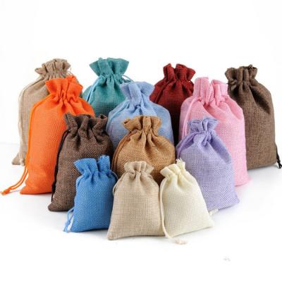 China Reclycled Fashion Jewelry Bag Hessian Pouches Packing 5 Sizes Burlap Hessian Drawstring Bags for sale