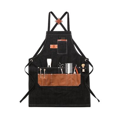 China High-quality 2022 Multi Function Hot Sale High Quality Custom Logo Denim Salon Barber Hairdresser Apron with Pocket for sale