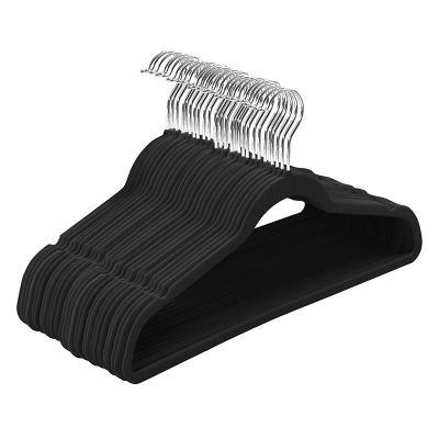 China Wholesale New Custom Black 66g Eco-friendly Non Slip Non Flocking Plastic Velvet Coat Hangers For Coat for sale